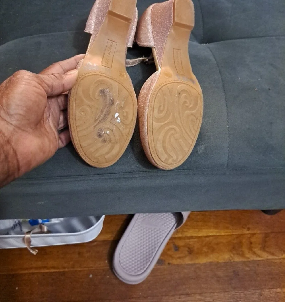 Gold Spakling Girls Shoes Size 3